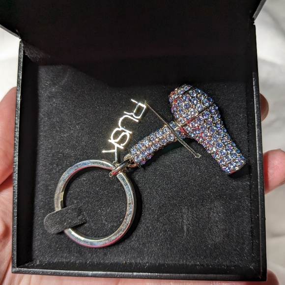 Rusk swarovski blue crystal hairdryer key ring IOB - Picture 3 of 4
